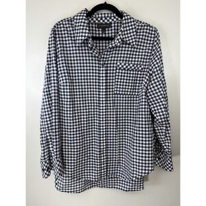 Lane Bryant Navy Plaid Button Up Blouse Size 18